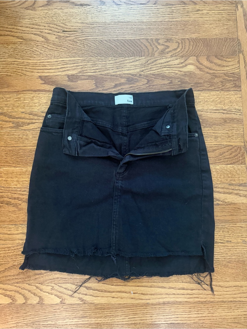 Wilfred: Black Denim Mini Skirt